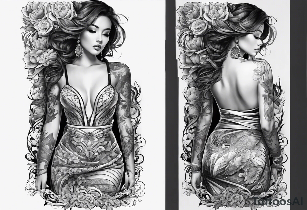 full body back tattoo rectangle tattoo idea