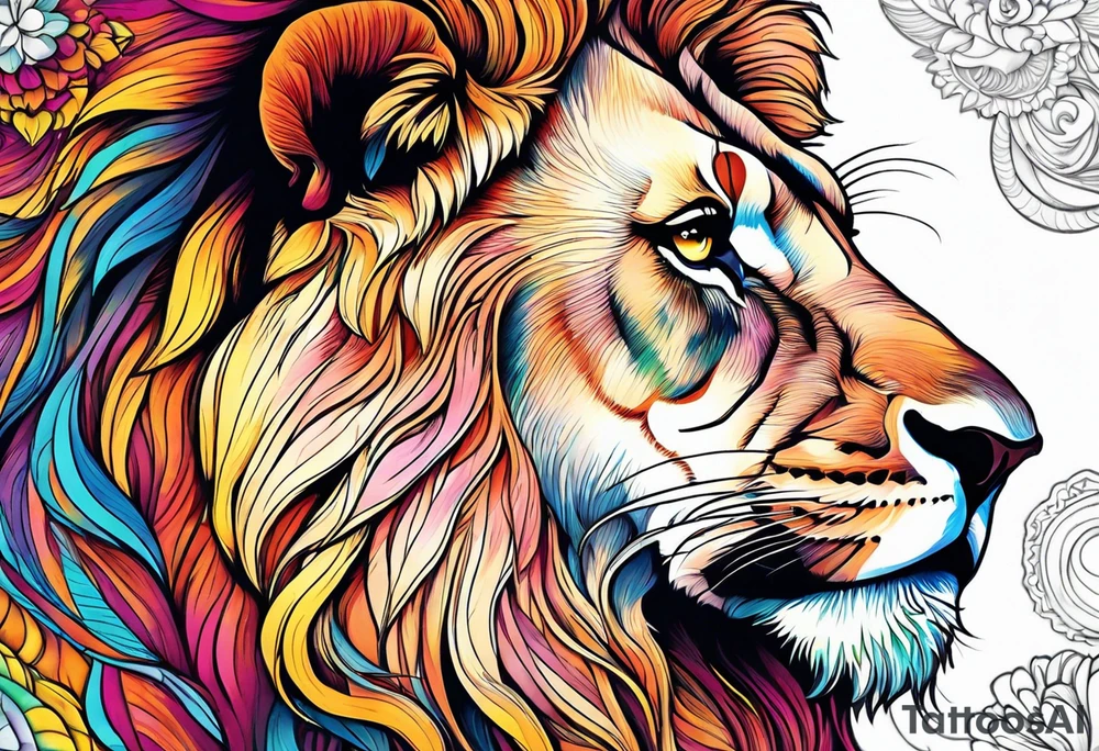 powerful majestic lion, close-up tattoo idea