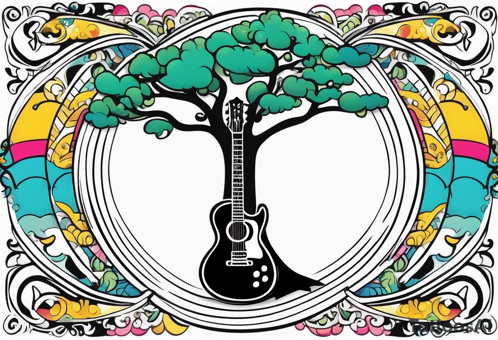 overall tree is with the middle its a guitar neck and the bottom is an anchor tattoo idea