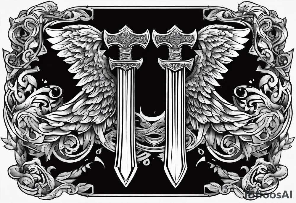 Valhalla sword stairs axe tattoo idea