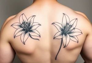 lillies, realistic, black and white, sleeve tattoo idea