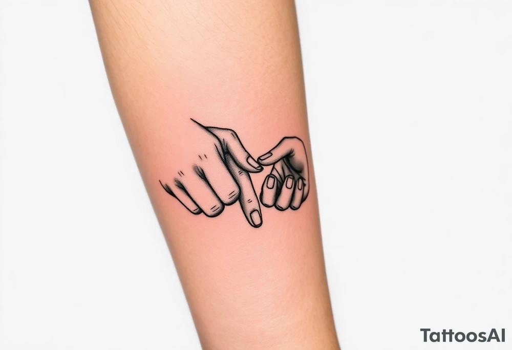Two hands reaching for each other touching fingertips tattoo idea
