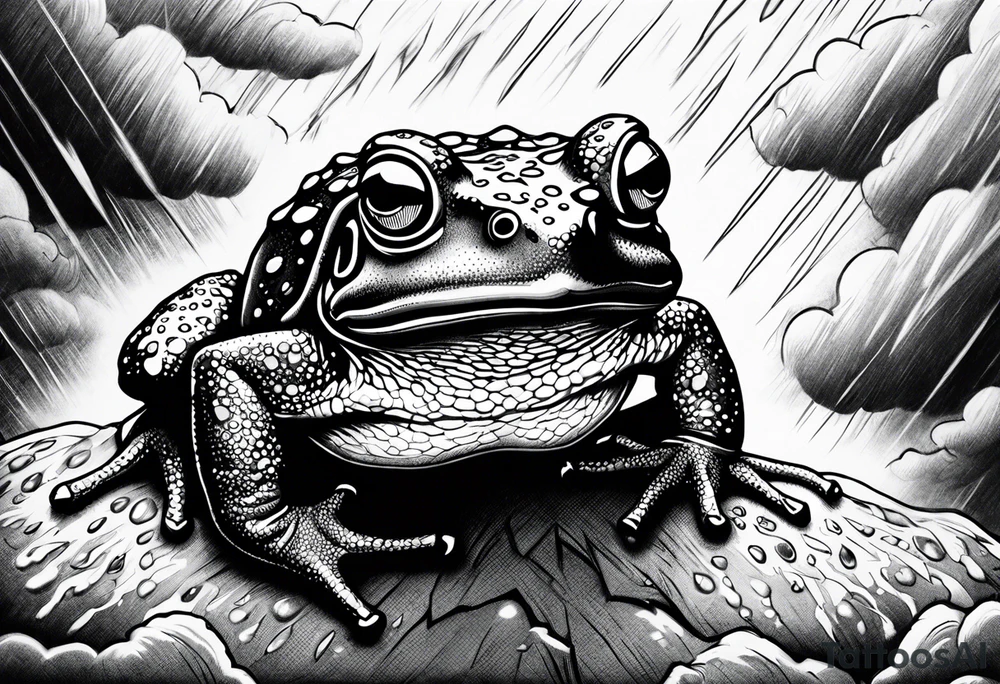 A toad in a thunderstorm tattoo idea