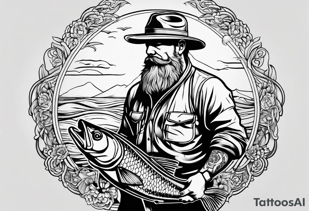 fisherman standing full body simple outline tattoo idea fisherman standing full body simple outline tattoo idea