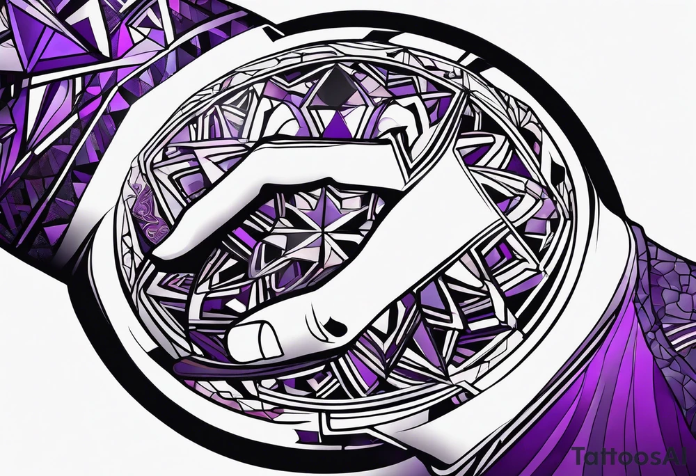 lines around wrist, abstract, black and purple, covered from wrist to forearm, fully covered, no borders, blackwork, no faces tattoo idea