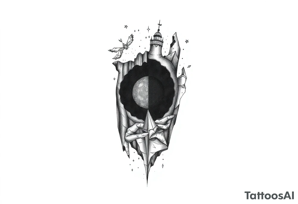 2 different worlds on both sides of a black hole tattoo idea