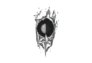 2 different worlds on both sides of a black hole tattoo idea