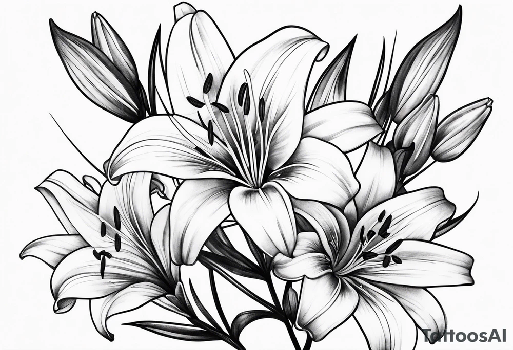 Lily flowers with stalk tattoo idea