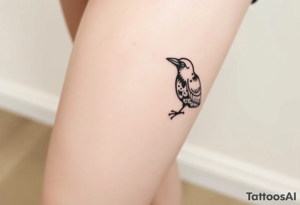 Nordic raven down leg tattoo idea