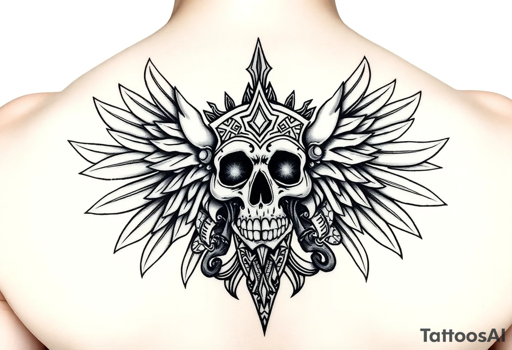 Create a mexican Aztec tattoo with life and death as the theme tattoo idea