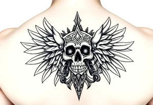 Create a mexican Aztec tattoo with life and death as the theme tattoo idea