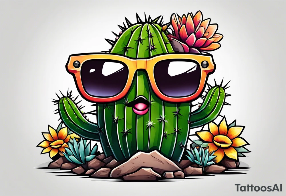 Nerdy cactus tattoo idea