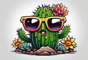 Nerdy cactus tattoo idea