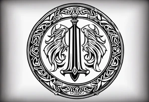 Valhalla  steps round 
 shield sword tattoo idea