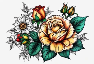 animal flower rose, sunflower, tattoo idea