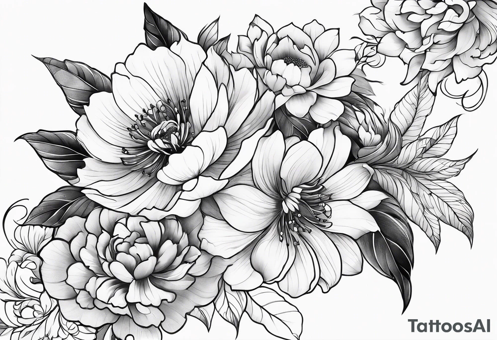 japanese floral tattoo with september 1st birthday tattoo idea