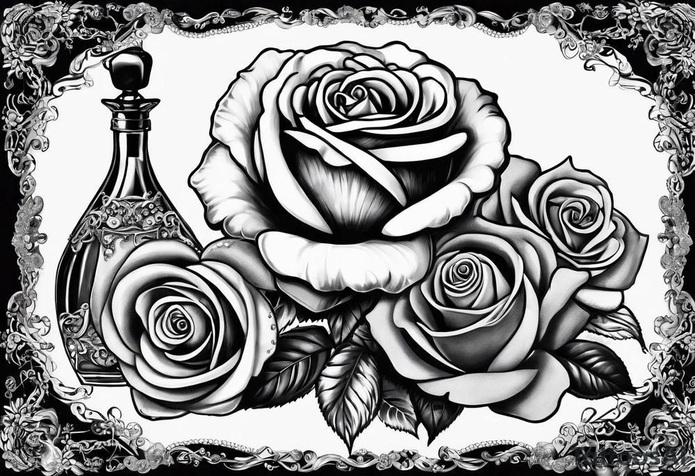 Roses, lace, pearl necklaces, 1950s perfume bottle, 1950s hair bows, 1950s pumps, lipstick tubes tattoo idea