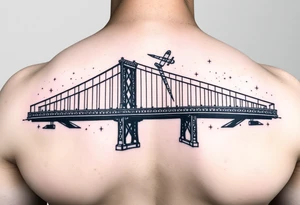 Create a tattoo of the brooklyn bridge 
Have space galaxy in the sky tattoo idea