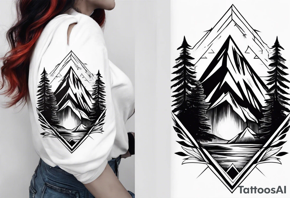 Strong mountain with a little flame tattoo idea