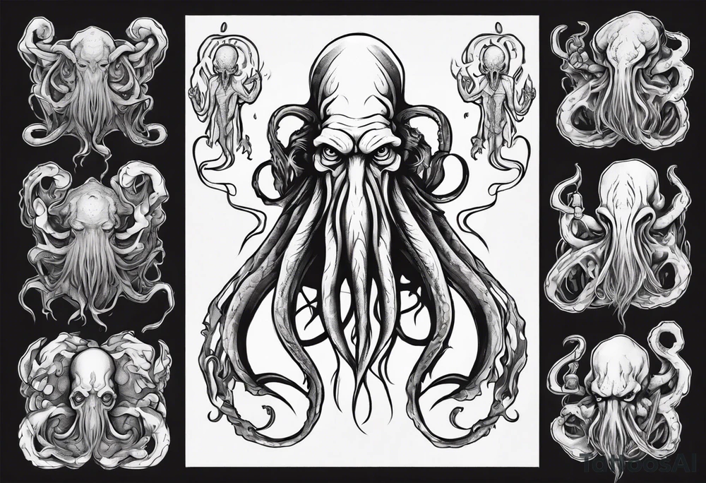 Cthulhu in a old man body tattoo idea