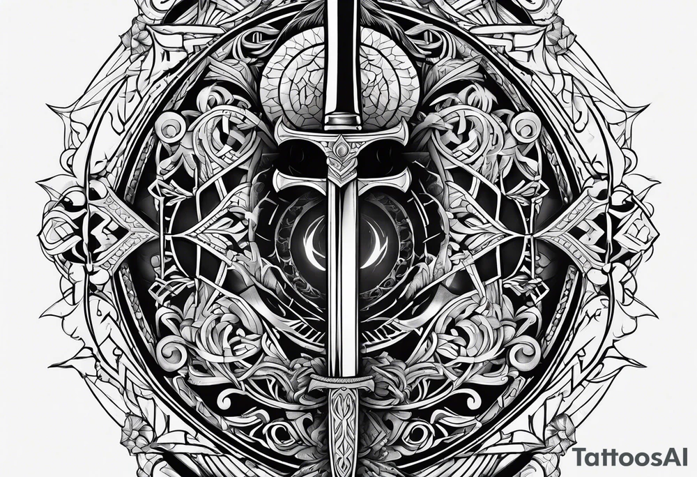 sword, occult, geometric tattoo idea