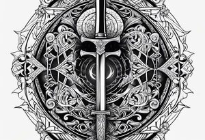 sword, occult, geometric tattoo idea