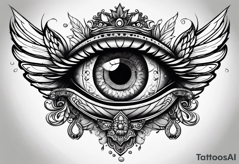 big eye with wings tattoo idea