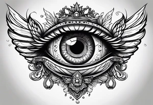 big eye with wings tattoo idea
