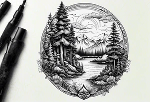 tatoo whit forest and sea tattoo idea