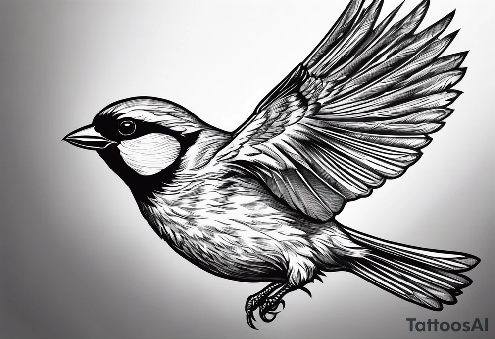 one flying 
sparrow, sunrays, tattoo idea