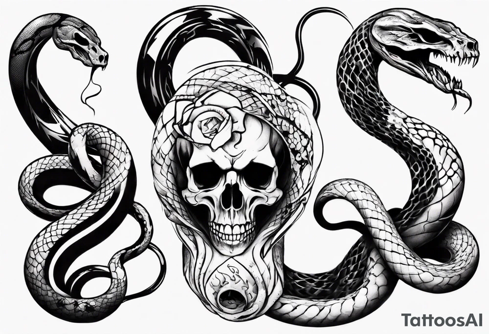 snake with skull tattoo idea