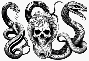 snake with skull tattoo idea