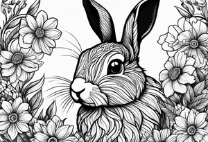 Bunny and flowers tattoo idea
