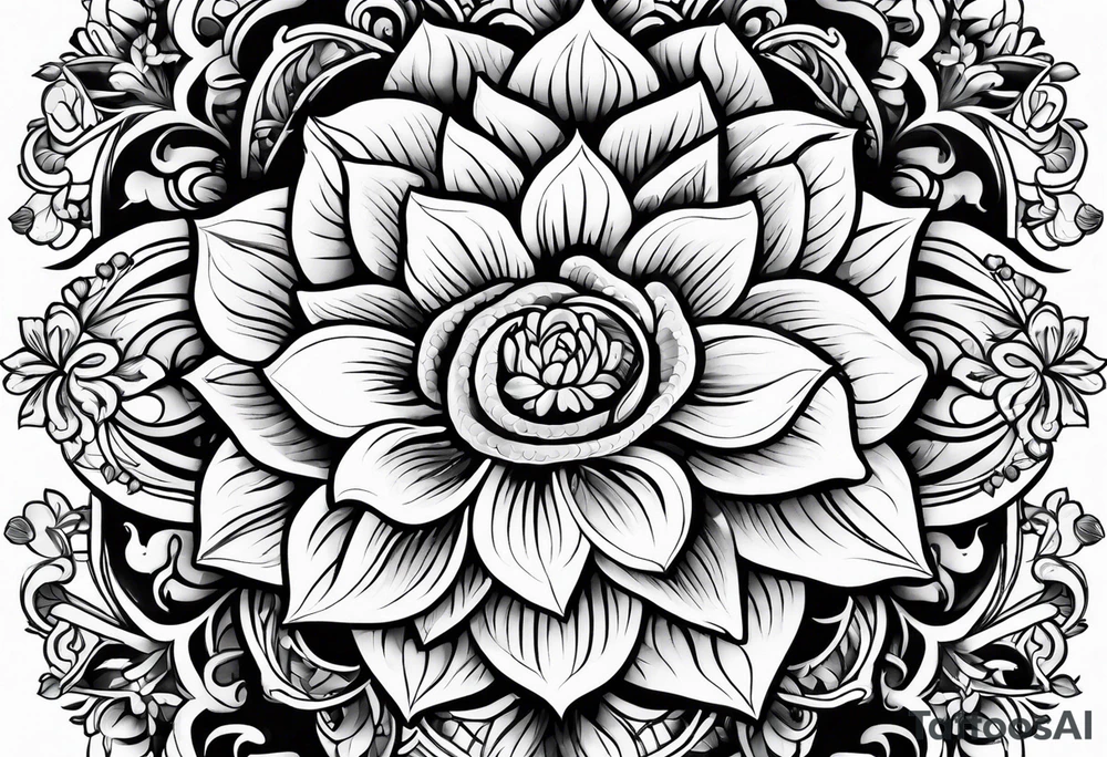ornaments of flowers tattoo idea