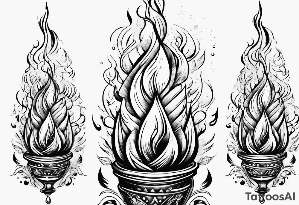 Burning torch turning into water tattoo idea