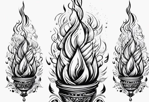 Burning torch turning into water tattoo idea