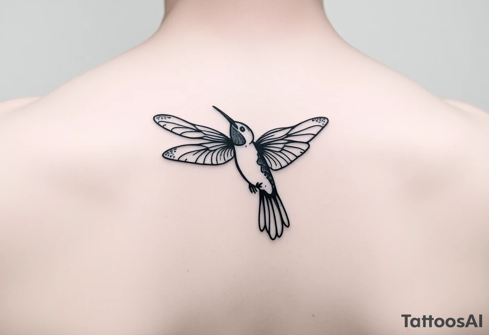 Dragonfly flying around along
 with a hummingbird tattoo idea