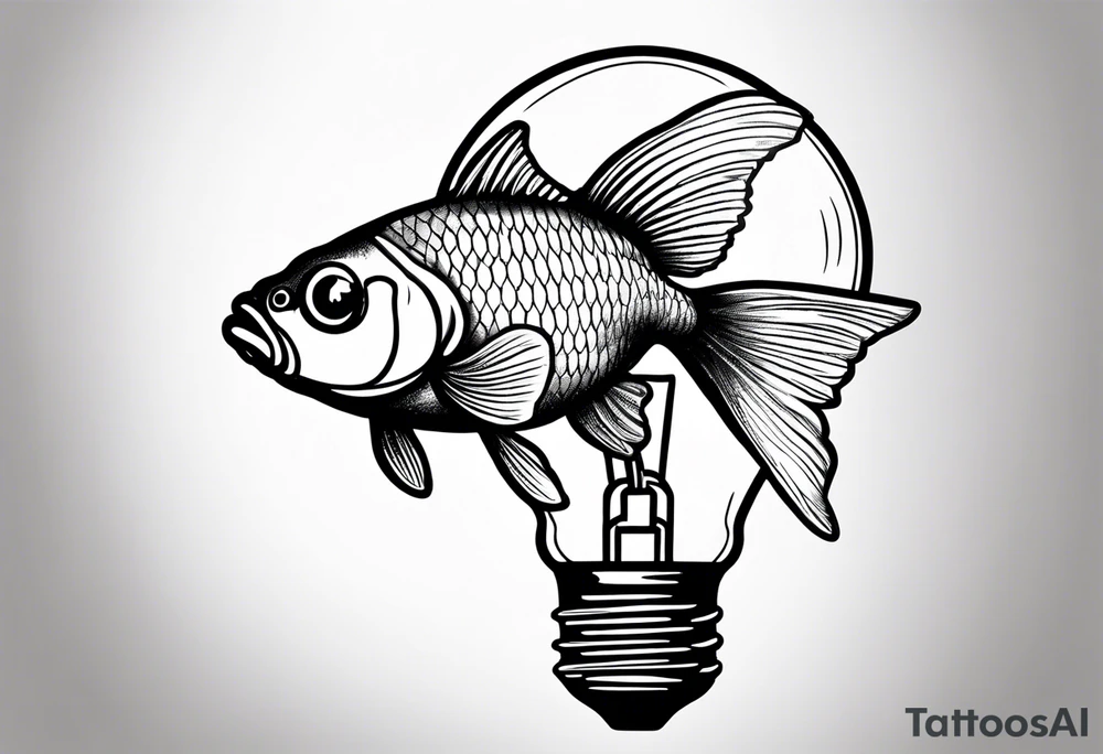 A goldfish inside of a lightbulb tattoo idea