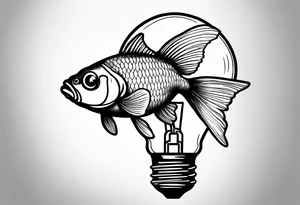 A goldfish inside of a lightbulb tattoo idea