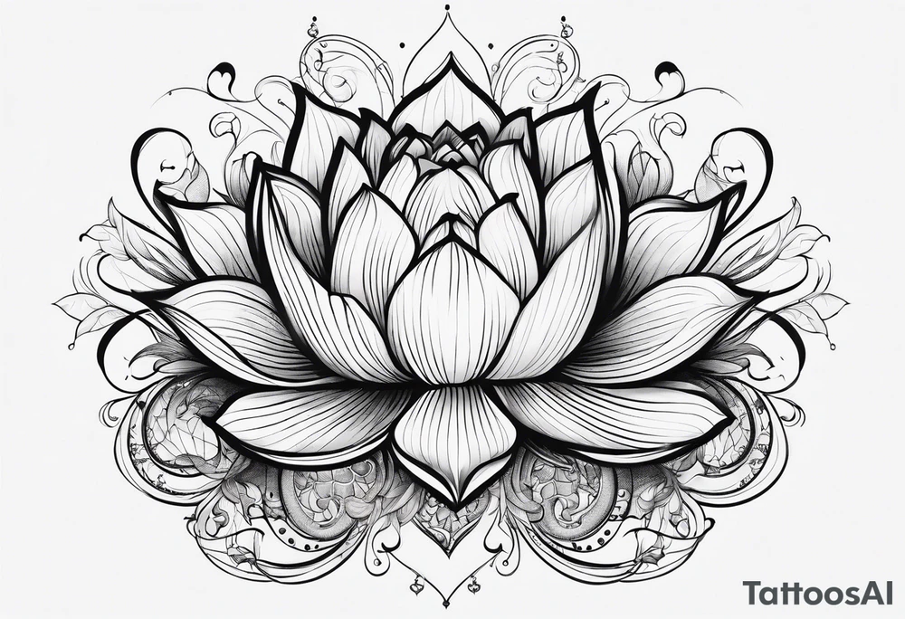 under boob line, dot, lotus tattoo idea