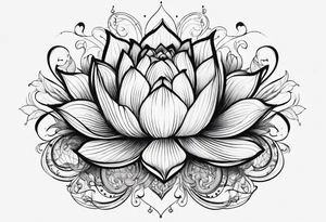 under boob line, dot, lotus tattoo idea