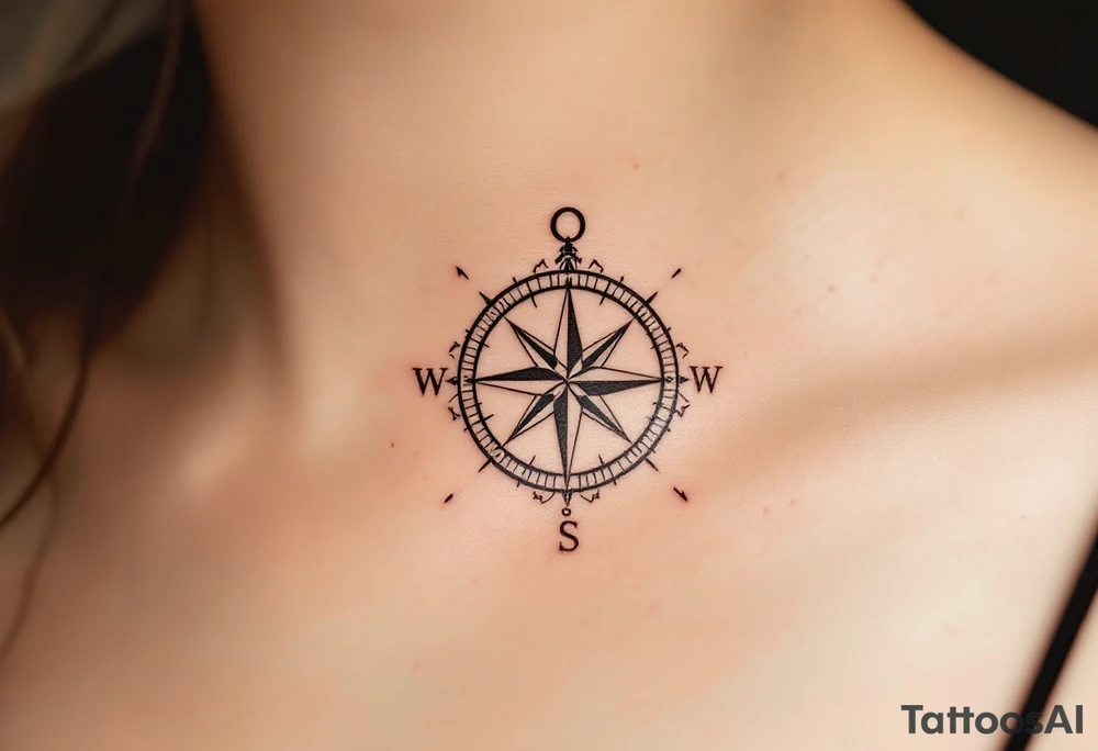 Typewriter-style black font with a faint sepia-toned compass in the background. tattoo idea