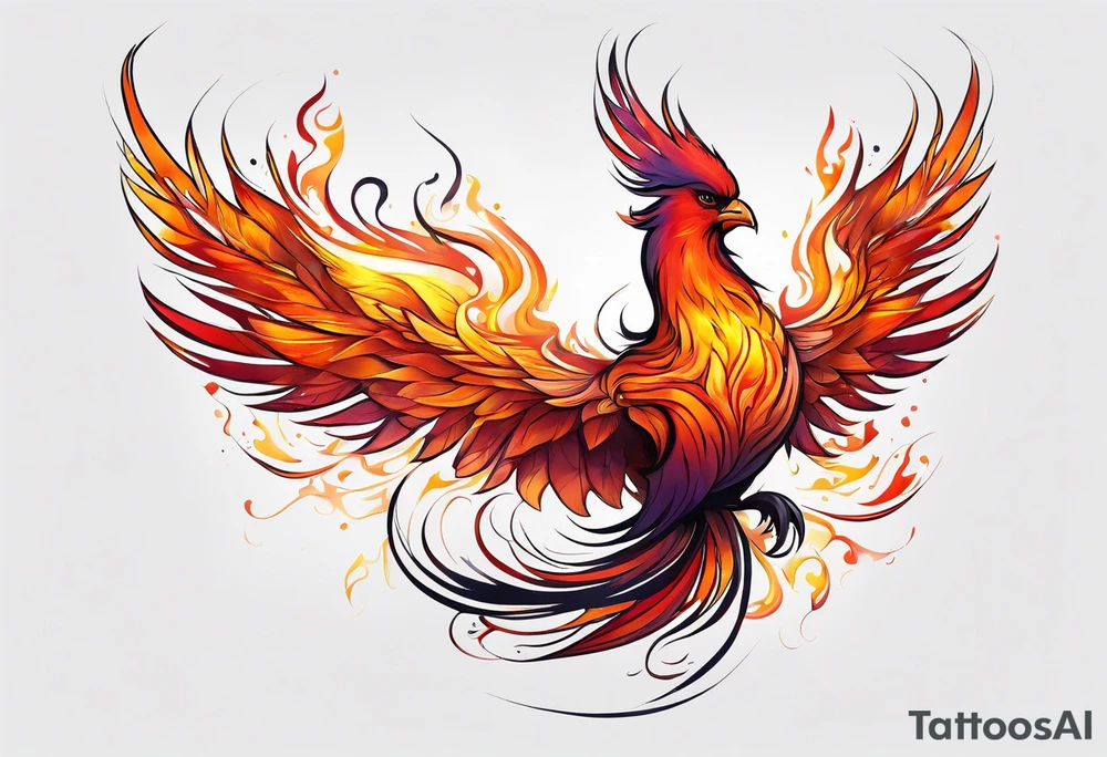 little pheonix in fire tattoo idea
