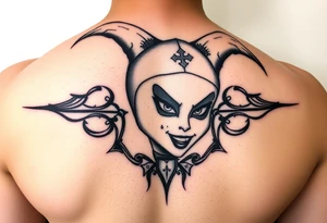 Property of Jray tag, Harley Quinn style, dark tattoo idea