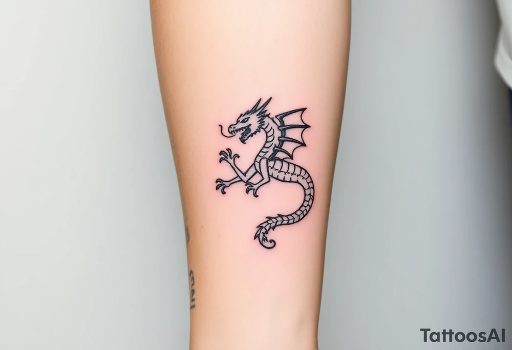 A strong dragon with a picis zodiacal reference, tiny lines tattoo idea