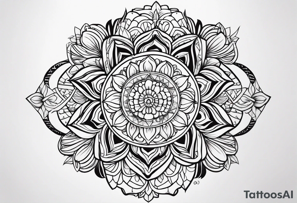 Tribal, flowers, thigh tattoo idea