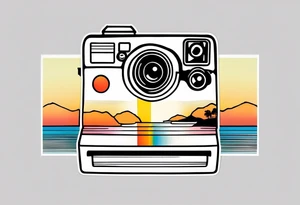 the outline of a polaroid-picture where the image of the picture is a sunset tattoo idea