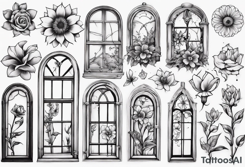 flower in a window tattoo idea