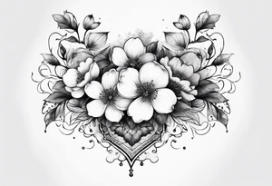 Sakura flowers with lace sternum tattoo idea