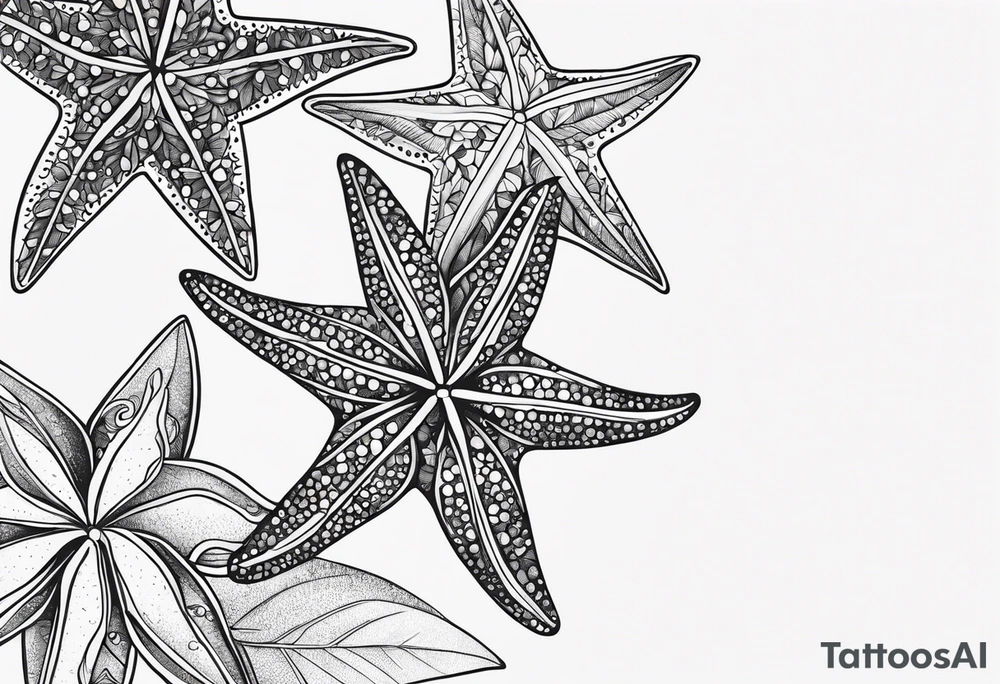 Two Starfish olive branch tattoo idea
